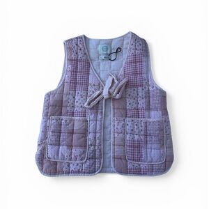 Stoosh Quilted Patchwork Vest in Light Pink